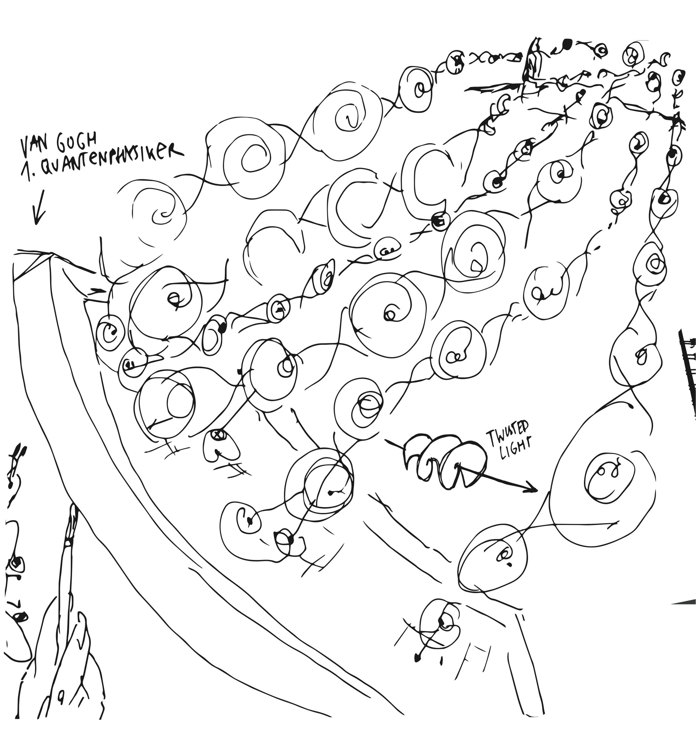 Van Gogh, first quantum physicist. Twisted light. Ink, 2019.