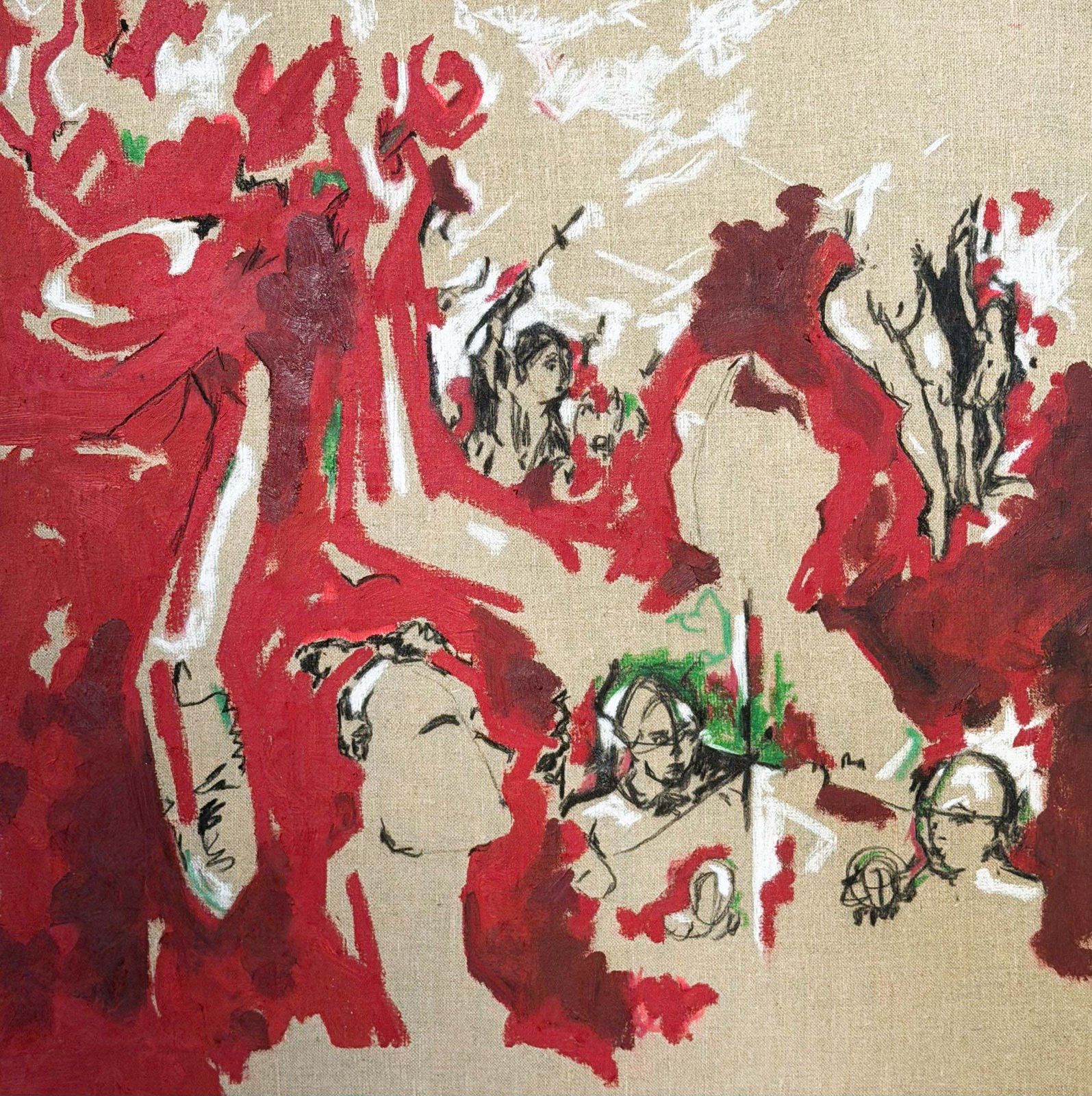 Fragments & Fractals, red crowd II, 2025