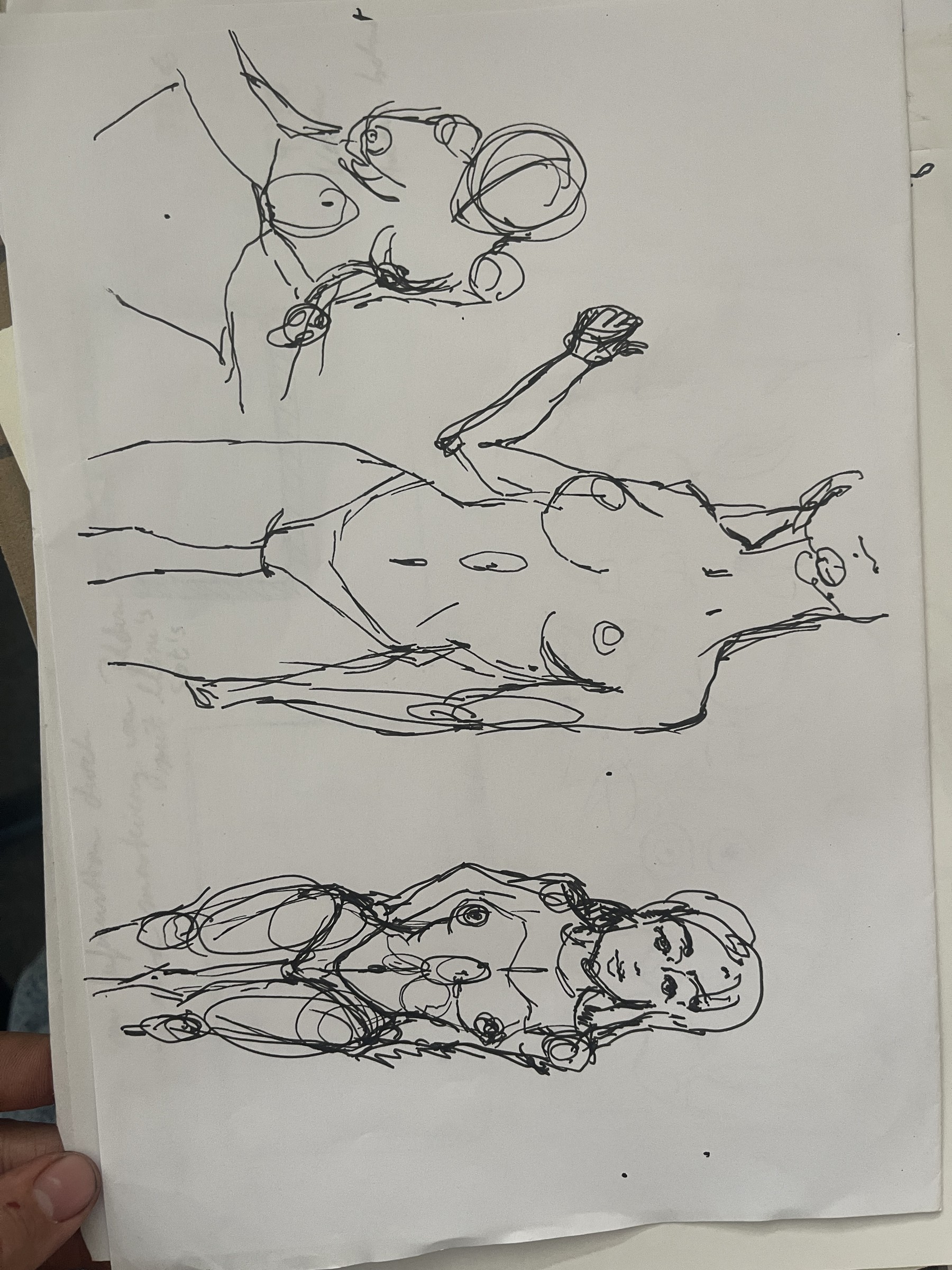 Pen sketches, heads and reclining nudes, 2024